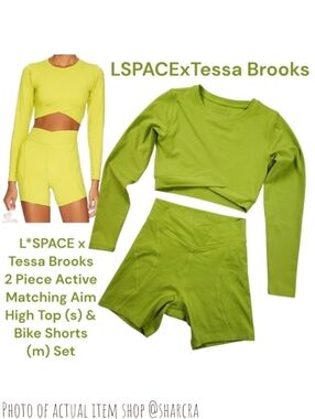 L*SPACE x Tessa Brooks Women's 2 Piece Aim High Top S Bike Shorts M Matching Set